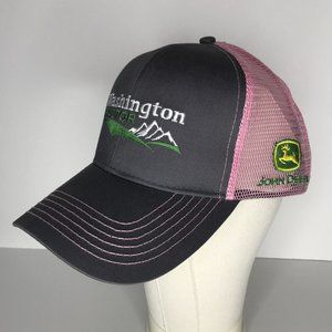 Women's Cap Hat Gray Pink Washington Tractor Snapback Mesh New